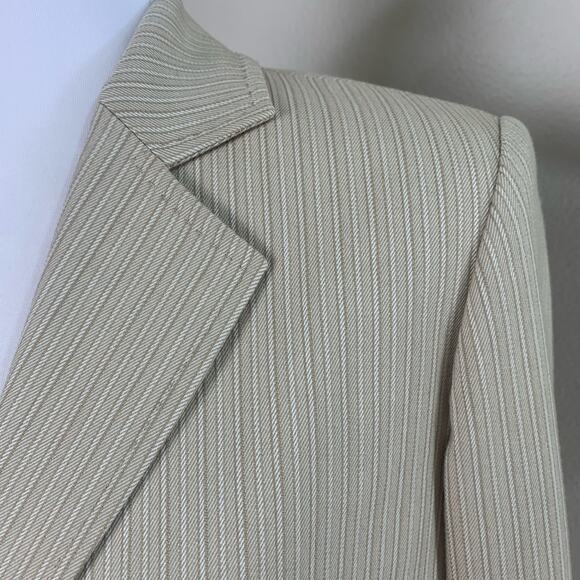 Jones New York Size 6 Blazer Jacket Beige Stripe Career Classic Capsule Wardrobe - Picture 6 of 13
